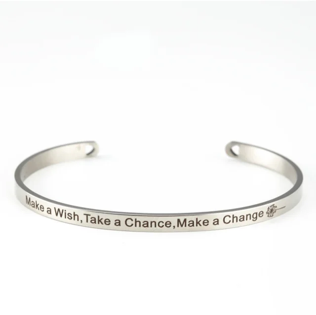 Stainless Steel Bangle Make A Wish Take Chance Change Stainless Steel Bangle Make A Wish Take Chance Change Customized