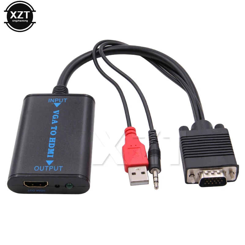 Адаптер преобразователь из VGA в HDMI 1080P с USB-кабелем 3 5 мм штекер-HDMI гнездо адаптер HD