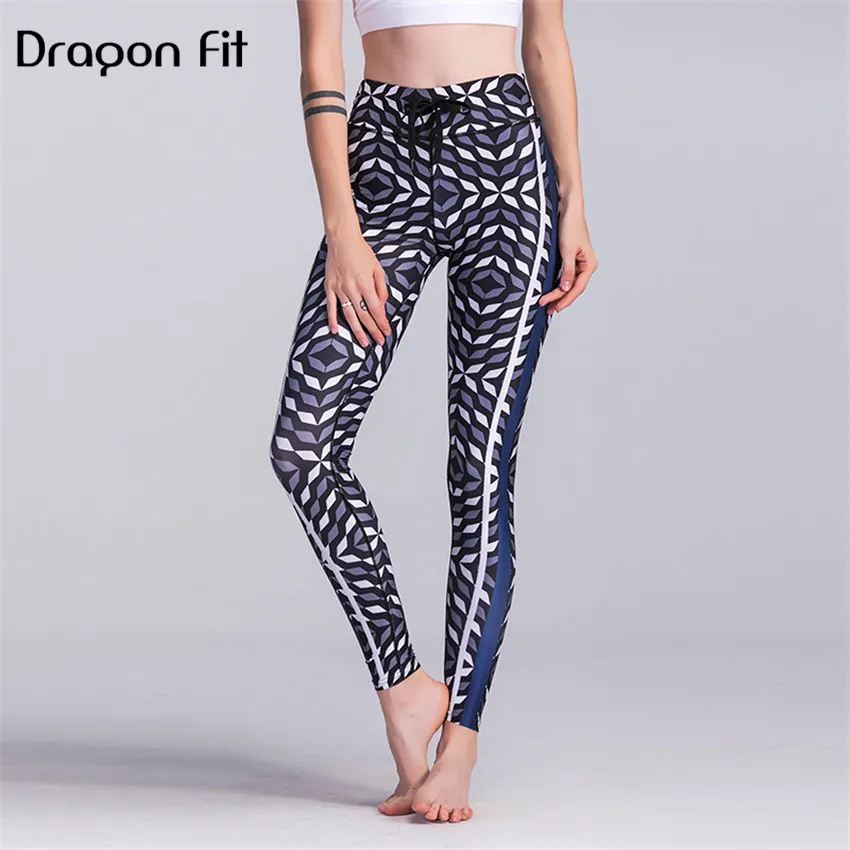 Черные и Белые Серые сетчатые штаны для йоги Dragon Fit женские эластичные леггинсы