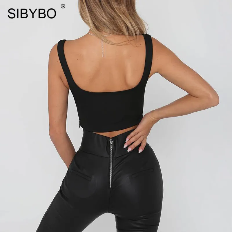 Женский короткий топ Sibybo с открытой спинкой треугольным вырезом без