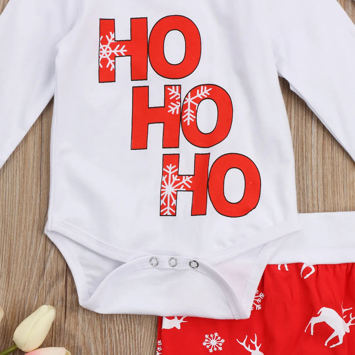 Комплект рождественской одежды из 3 предметов для малышей, очаровательный Рождественский комплект одежды для мальчиков и девочек со снежинками, боди-брюки и шапочка, Новогодняя одежда для детей 0-24 месяцев