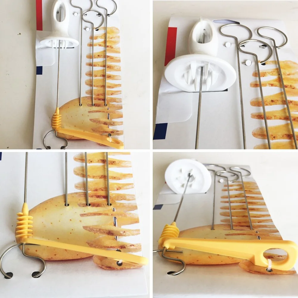Запеченные картофельные спиральные режущие палочки барбекю гриль инструмент 4 шт. принадлежности для барбекю струны из нержавеющей стали гриль LU11151816