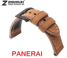 24mm 22mm Buckle PILOT Rivet Style Genuine Leather Watch Band Strap Deployment Clasp For Brand