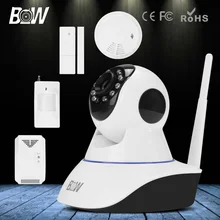 CCTV HD 720 P Cámara IP P2P Inalámbrico Bebé Monitor de P/T Wifi Seguridad cámara + Puerta y Detector de Movimiento Infrarrojos Del Sensor de Humo y Gas