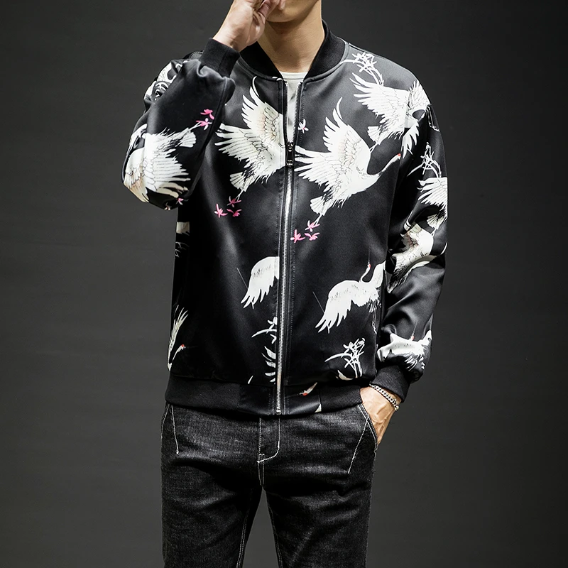 

Japanese streetwear mens bomber jackets outerwear male kimono jacket men winter clothes 2018 Jananese coat KK2602 X