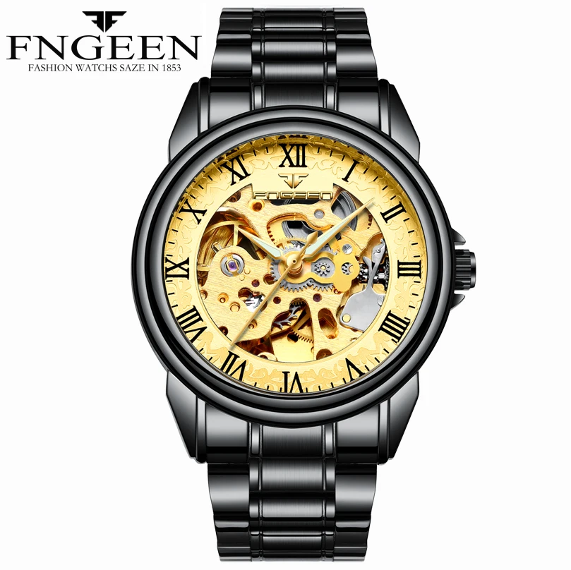 

FNGEEN Watch Men Creative Men Watches 2019 Luxury Brand Mens Mechanical Watch Skeleton Rose Gold Horloges mannen