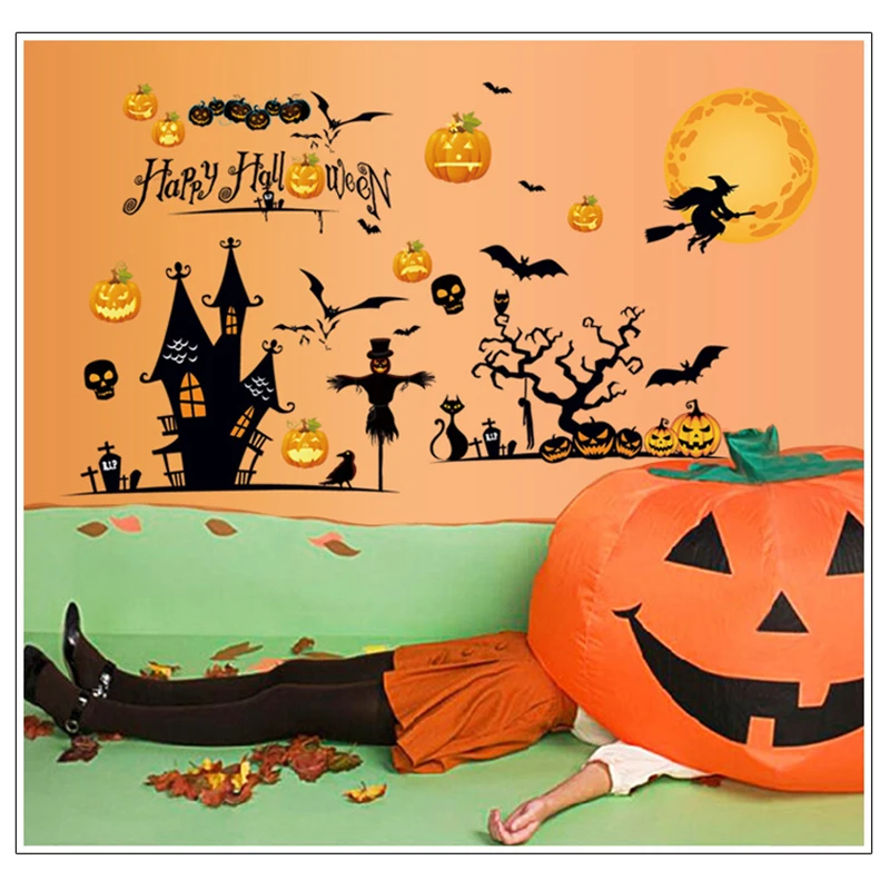 Halloween Pumpkin Wall Stickers Living Room Bedroom Glass Window