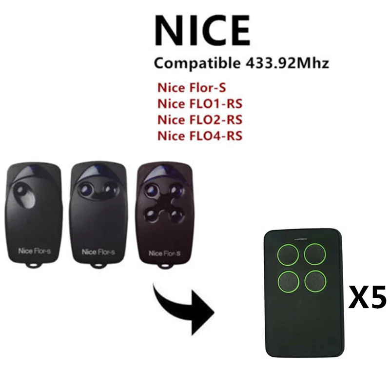 

5 X FLO2R-S Nice, FLOR-S remote control transmitters, Rolling code Nice Flors remote control duplicator