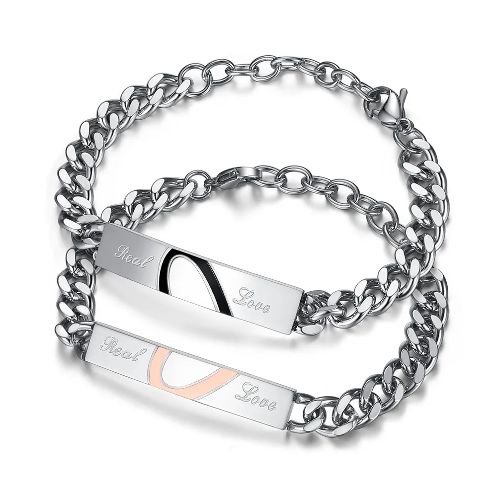 316L Stainless Steel couple Bracelet For Men And Women Jewelry Split
