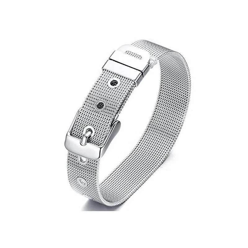

1pcs Stainless Steel Strap Metal Watch Band Bracelet For Women Men Sliding Charms Bangle Width 8mm/10mm