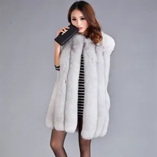 Роскошные Для женщин неподдельные вс-piece Фокс Мех животных жилет Для женщин Мех животных жилет Зимний Леди Жиле vk0566