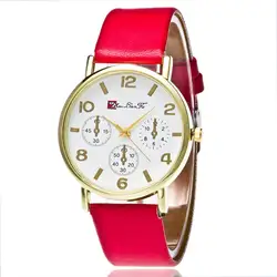 Trendcy Кожаный ремешок наручные часы дешевые ремешок для часов Classic изготовления круглый Для женщин Для мужчин Бизнес кварцевые часы