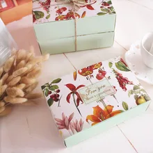 new 18*12*4.8cm 10pcs tropical forests design Cheese birthday Cake Paper Box Cookie Container snacks baby shower Christmas Use