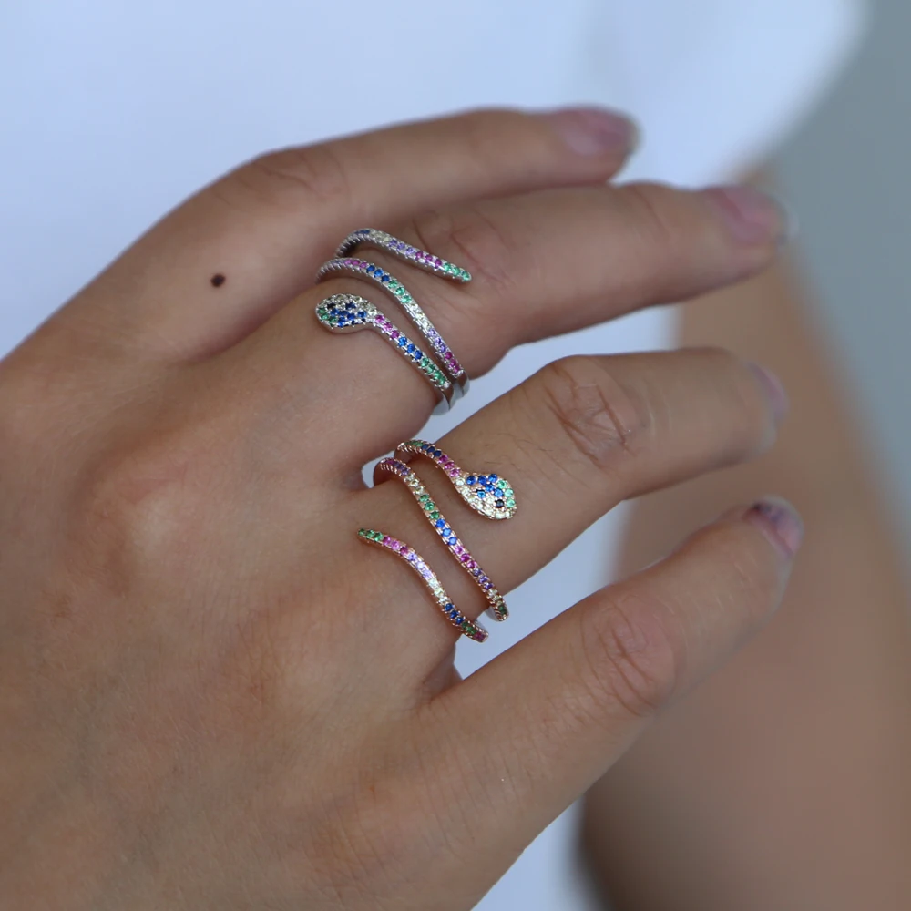 Новые готические модные кольца в виде змейки anillos mujer, цветные кольца с кубическим цирконием в стиле панк, Винтажные Ювелирные изделия в виде животных для женщин