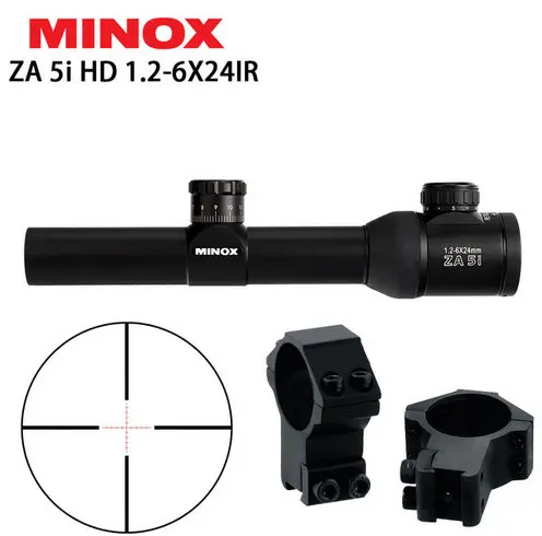 MINOX ZA 5i HD 1,2-6X24 ИК компактный охотничий прицел стекло травленая светящаяся сетка длинный глаз рельеф прицел оптические прицелы - Цвет: with dovetail rings