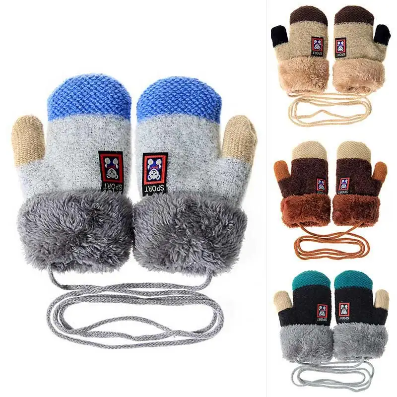 Baby knitted Plush Gloves For 12 to 36 Months Infant Full Finger Mittens Thicken Warm Gloves