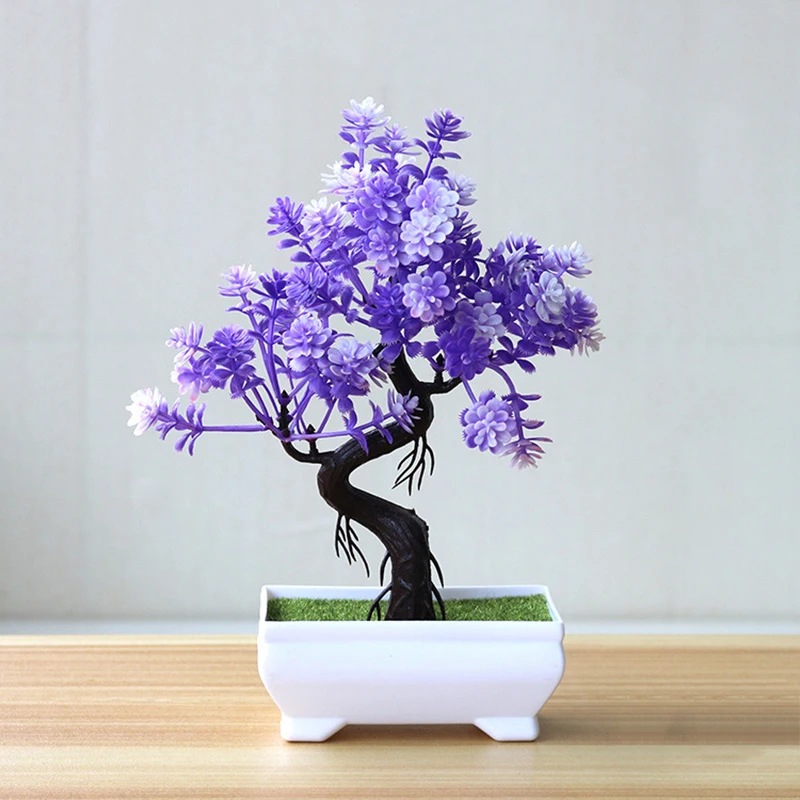 Flone Artificial Plants Fake Potted Plastic Plant Wedding Living Room Home Decoation Pot Home Life Artwork Desktop Decoration (11-1)