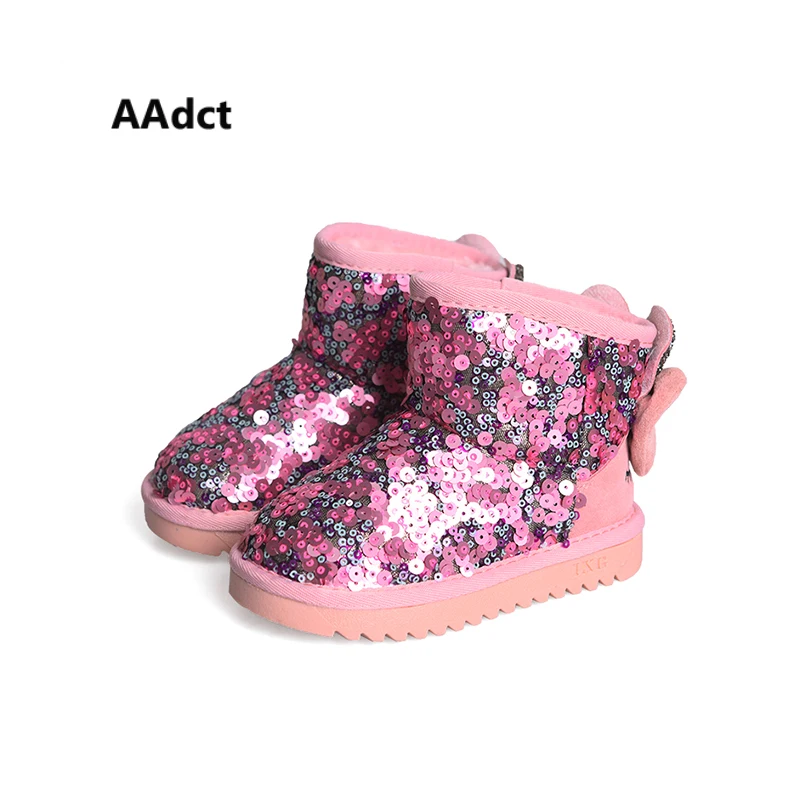

AAdct Cotton warm children snow boots for glitter girls New fashion shinning short girls boots 2018 Winter kids boots