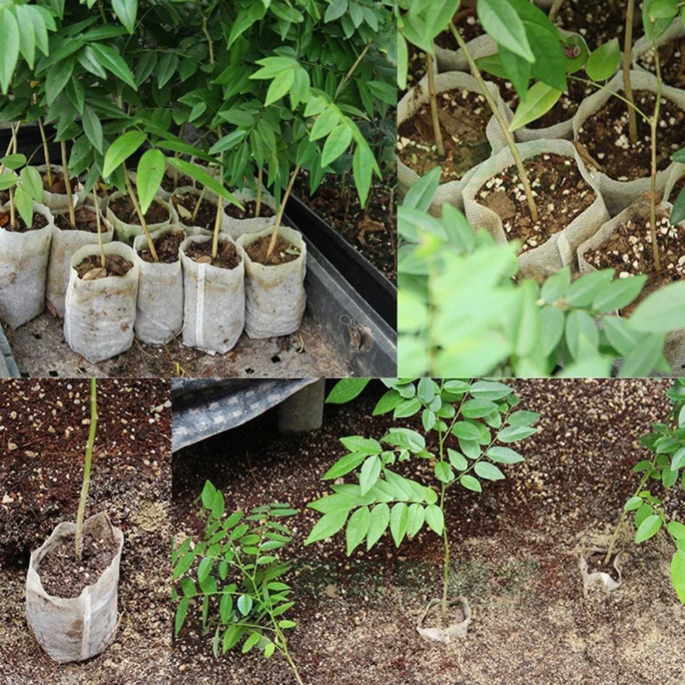

100PCS Household Seedling Bag Non-woven Garden Supplies Planting Bag Seedling Portable Container Bag
