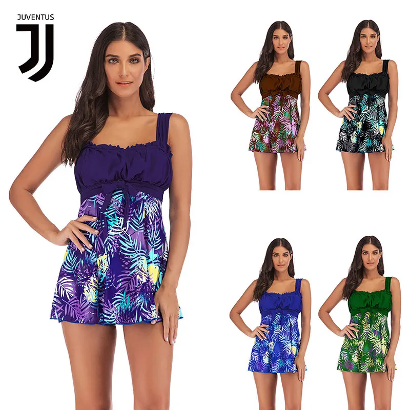 

JUVENTUS 2019 Women Increase Size Swimsuit Conservative Thin Split Swimsuit Multicolor