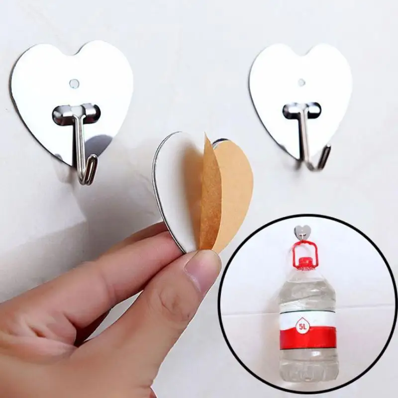 

Stainless Steel Hook No Trace Adhesive Holder Wall Door Hanging Towel Bag Key Decorative Wall Shelf