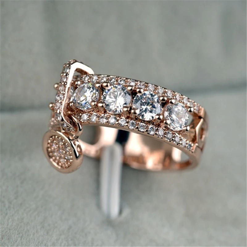 Новое поступление, anillos mujer, винтажные, розовое золото, заполненные, обручальные кольца для женщин, модные ювелирные изделия, роскошный белый циркон, обручальное кольцо