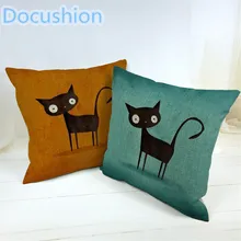 2015 Fashion Decorative Cushions New Arrival Cartoon Cat Style Cotton LinenThrow Pillows Car Home Decor Cushion
