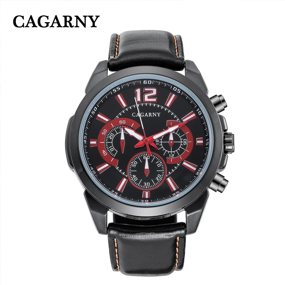Masculinos de Luxo da Marca Relógios de Pulso Pulseira de Couro Relógios Superior Militar Preto Relógio Casual Homem Esportes Masculino Novo