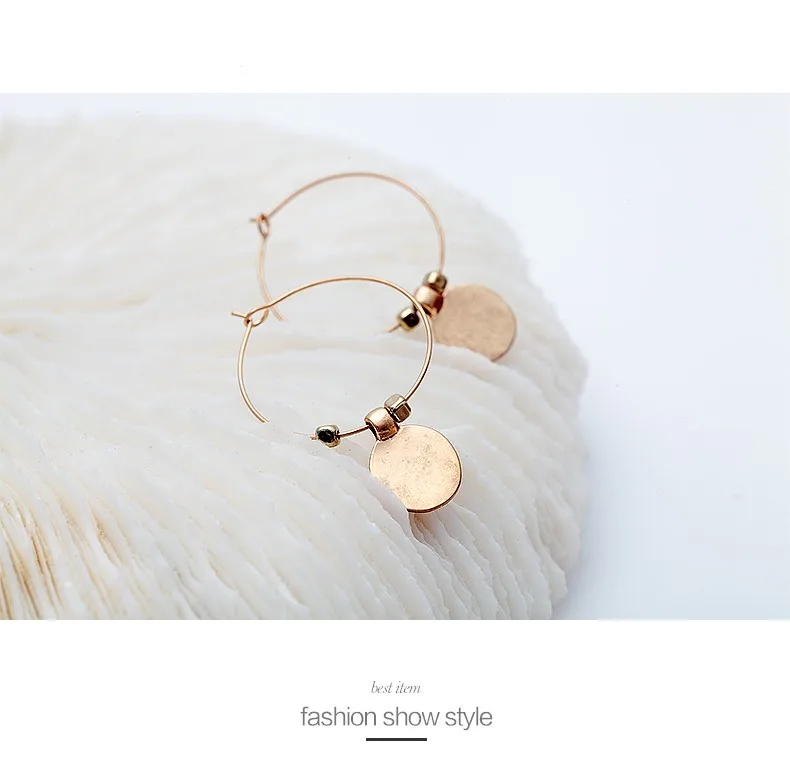 Трендовые Стильные Золотые круглые серьги в виде колец геометрической формы, простой и минималистичный дизайн, модные серьги, ювелирные изделия для женщин