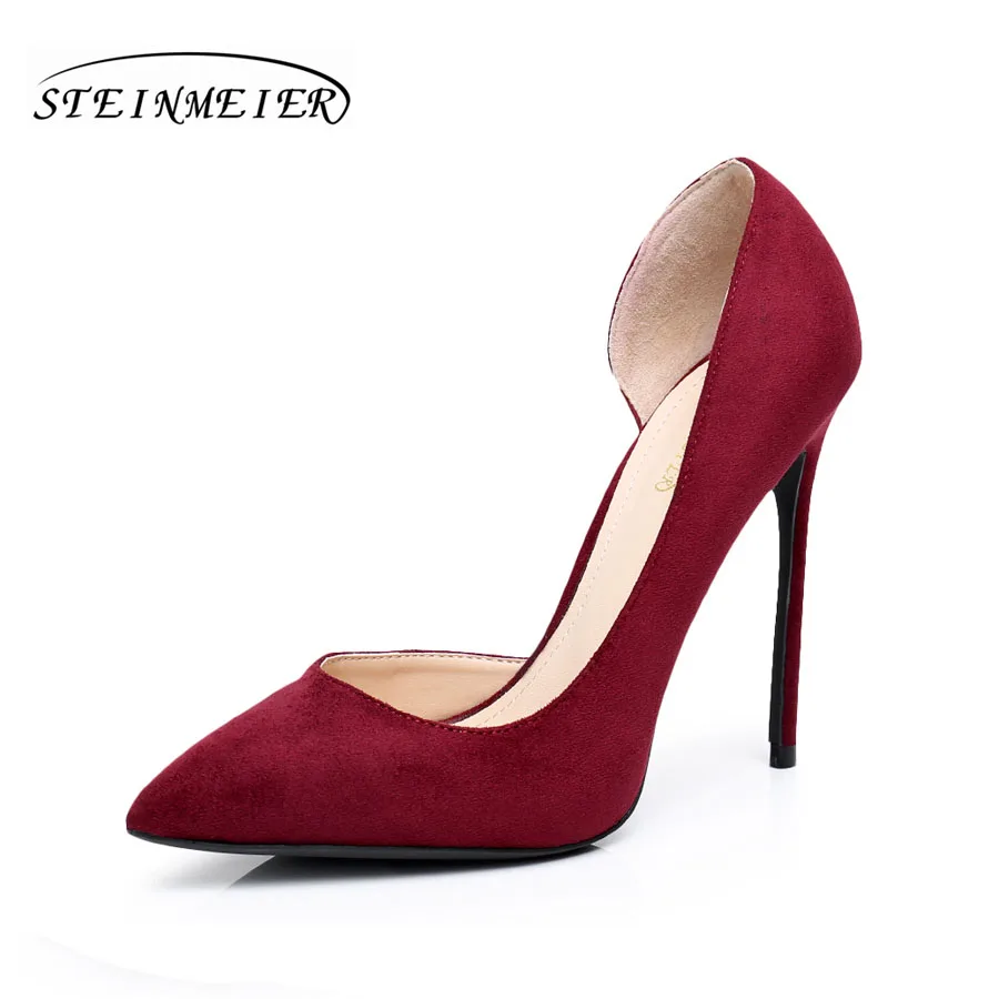 Sales clearance! Women sexy high heels shoes nightclub shallow thin heel 12cm women&#39;s wine red ...