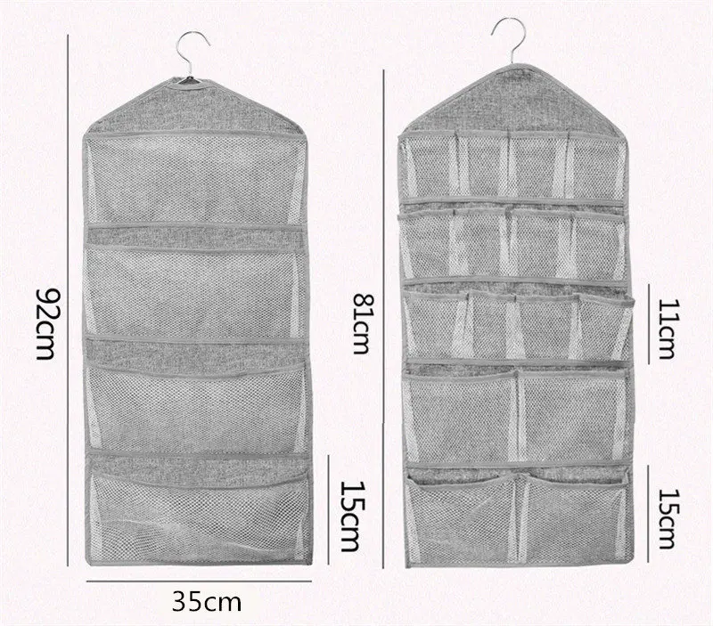Многофункциональная сумка с карманами для одежды, двусторонняя сумка для хранения нижнего белья, бюстгальтера, хлопковый льняной дышащий Органайзер с вешалкой