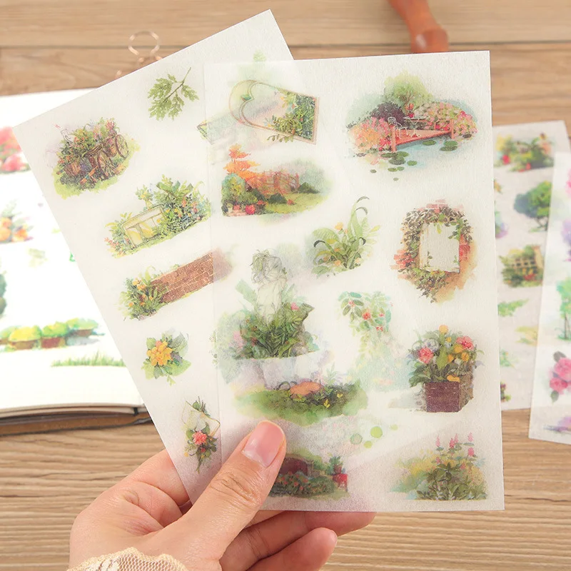 6 листов милые фотообои романтический сад цветочный Скрапбукинг фотоэтикетка