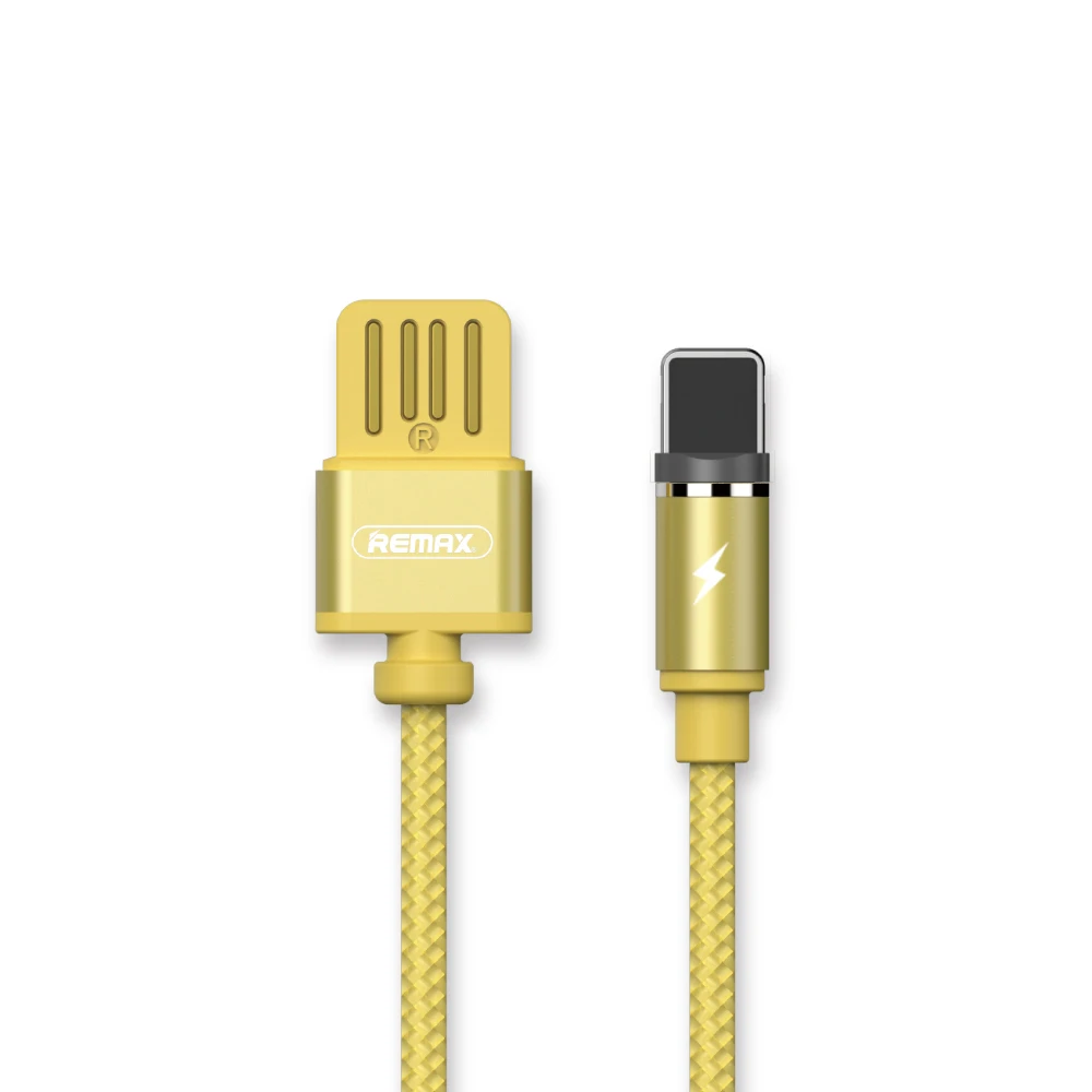 Remax ткачество Магнитный кабель со светодиодный светильник для iPhone X 5 6 7 8 plus USB устройств мобильный телефон кабель магнит быстрое зарядное устройство кабель - Цвет: Золотой