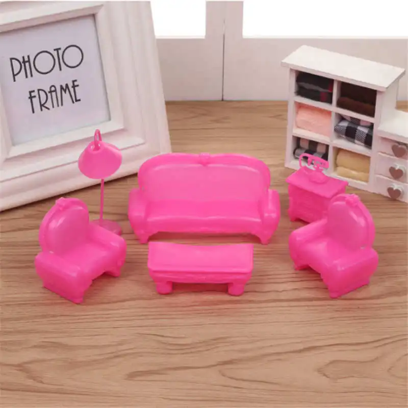 

7pcs Original Baby Doll Accessories Sofa coffee table lamp set for lols Big Sister Dolls DIY Kid Birthday Christmas Gift toy