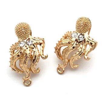 

Earrings Post Clip Back Octopus Base Pave CZ Earrings Connector Linker For DIY Fashion African Drop Earrings Jewelry Accessories