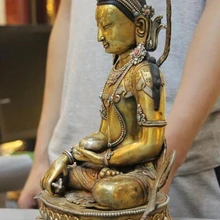 Xd 003117 Старый Медь Бронзовый Золотой Свинка Бодхисаттва Авалокитешвара Кван-Инь Гуаньинь Будды