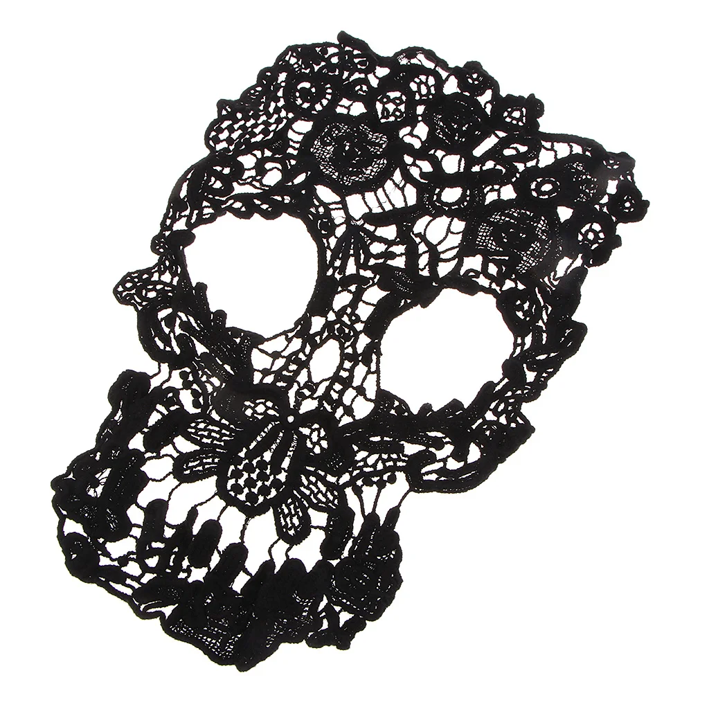 Skull Embroidered Appliques Lace Fabric Ribbon Trim Patch Gothic Embroidery Neckline Collar DIY Apparel Sewing Lace Black