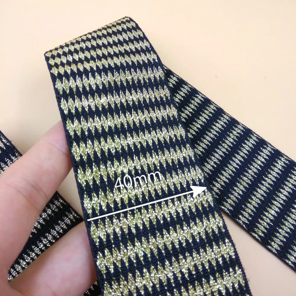 High Quality 2 Meters 40mm Width Gold Silk Elastic bing Band Hand