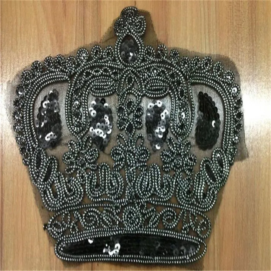 

Sequins patch Crown black Applique embroidery Women/Men/Kids/Girl patches flower deal with it Stickers for clothes T-shirt/Jeans