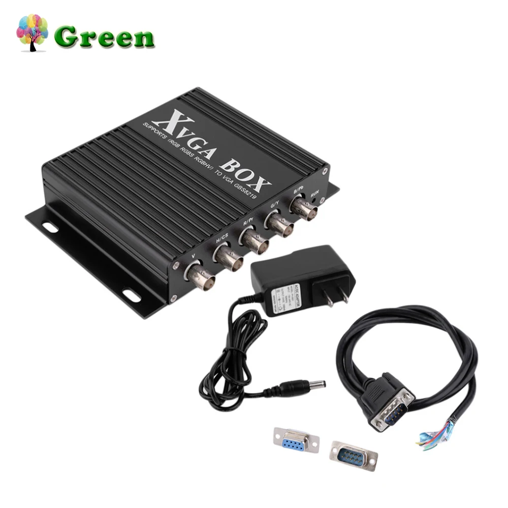 

XVGA Box RGB RGBS RGBHV MDA CGA EGA to VGA Industrial Monitor Video Converter with US Plug Power Adapter Black