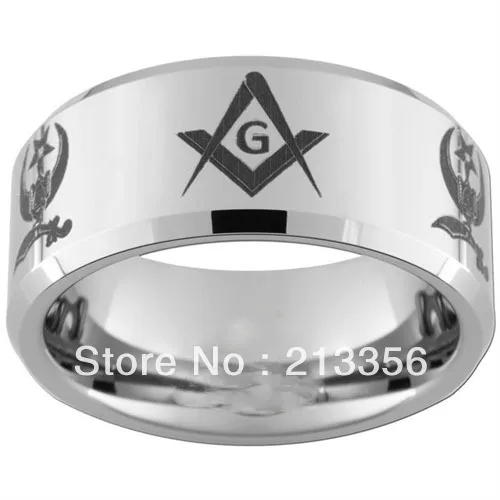 10 STKS/PARTIJ GRATIS VERZENDING! VS GROOTHANDEL GOEDKOPE PRIJS 8 MM VROUWEN & MENS ZIJN/HAAR ZILVER AFGESCHUINDE MASONIC SHRINER TUNGSTEN VRIJMETSELAAR RING