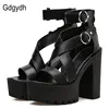 Gdgydh-sandales d'été à plateforme solide pour femmes, chaussures d'été à talons hauts, Style romain, Style gladiateur à boucles ► Photo 1/6