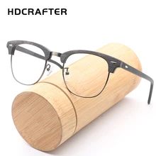 HDCRAFTER винтажная оптическая деревянная оправа для очков с прозрачными линзами мужские и женские полудеревянные очки для чтения; оправа oculos de grau