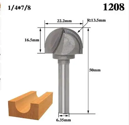 1 шт. 6,35 мм 12,7 мм 1/" 1/4" для конических фрез со сферическим концом; двойное обрамление; быстроходный деревообрабатывающий фрезерный станок бит фрезы для дерева бит коробки бухточки - Длина режущей кромки: NO 8