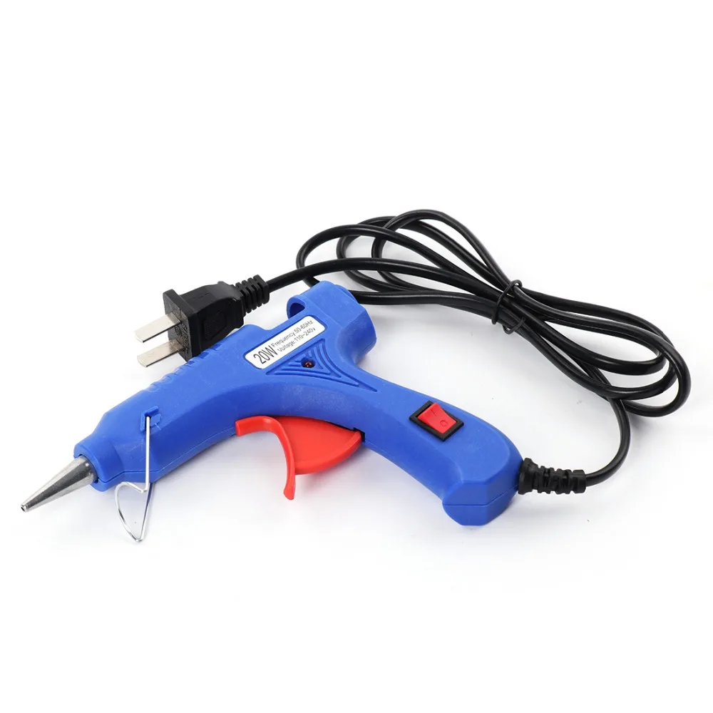 

High Temp Heater Melt Hot Glue Gun 20W Repair Tool Heat Gun Blue Mini Gun US/EU Plug Hot Melt Glue Gun Sticks 100-240V P20