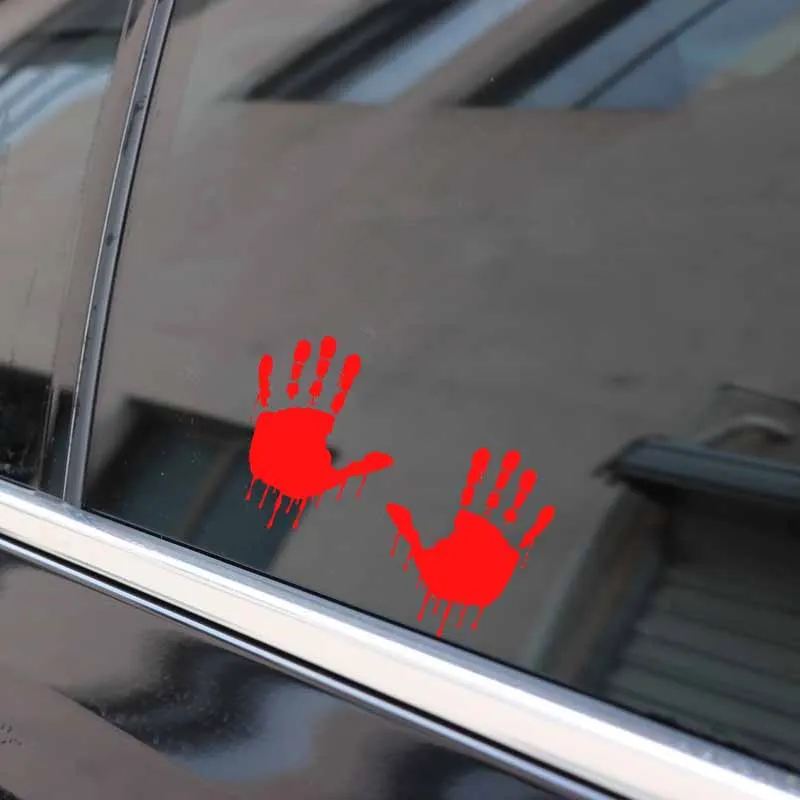 Yjzt 16.8cm*12.5cm Bloody Hands Car Sticker Skull Vinyl Decal