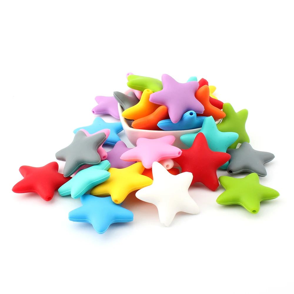 Keep& grow 50 шт. силиконовые бусины со звездами DIY пустышка цепь Прорезыватель для зубов Детские Силиконовые Прорезыватели жевательные прорезыватели для ухода игрушки