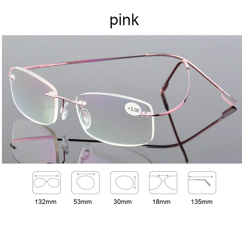 Ультра-светильник без оправы очки для чтения для мужчин и женщин HD линзы дальнозоркости мужские очки диоптрий+ 1,0+ 1,5+ 2,0+ 2,5+ 3,0+ 3,5+ 4,0+ Q0 - Цвет оправы: C6