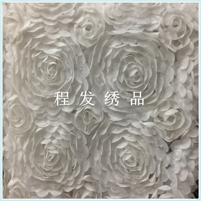 Шифоновая стерео кружевная ткань марля вышитая роза цветок модная женская ткань свадебное платье юбка 130 см Ткань аксессуары