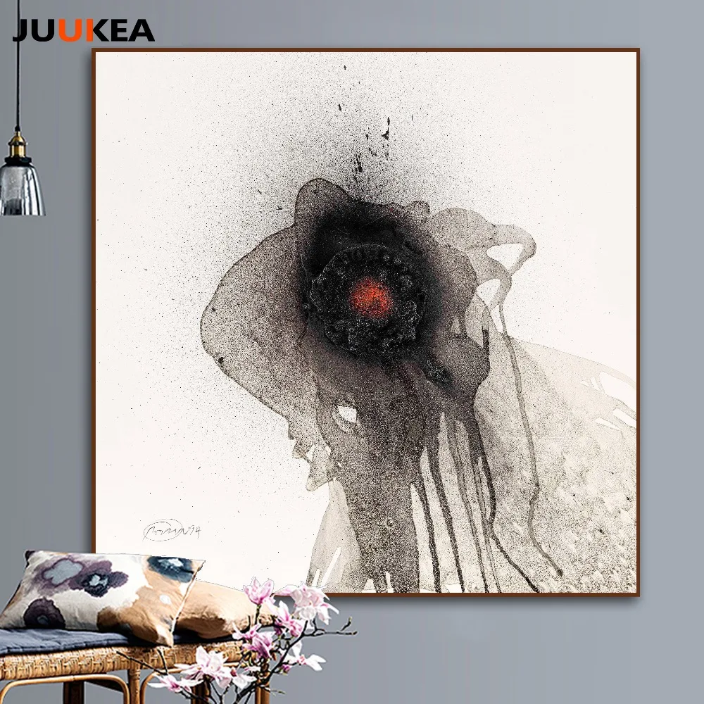 Kanvas Cetak Lukisan Poster Abstrak Lukisan Cat Air Kaligrafi